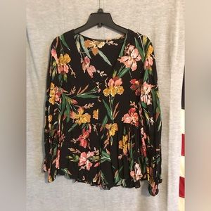 Flowered v neck shirt